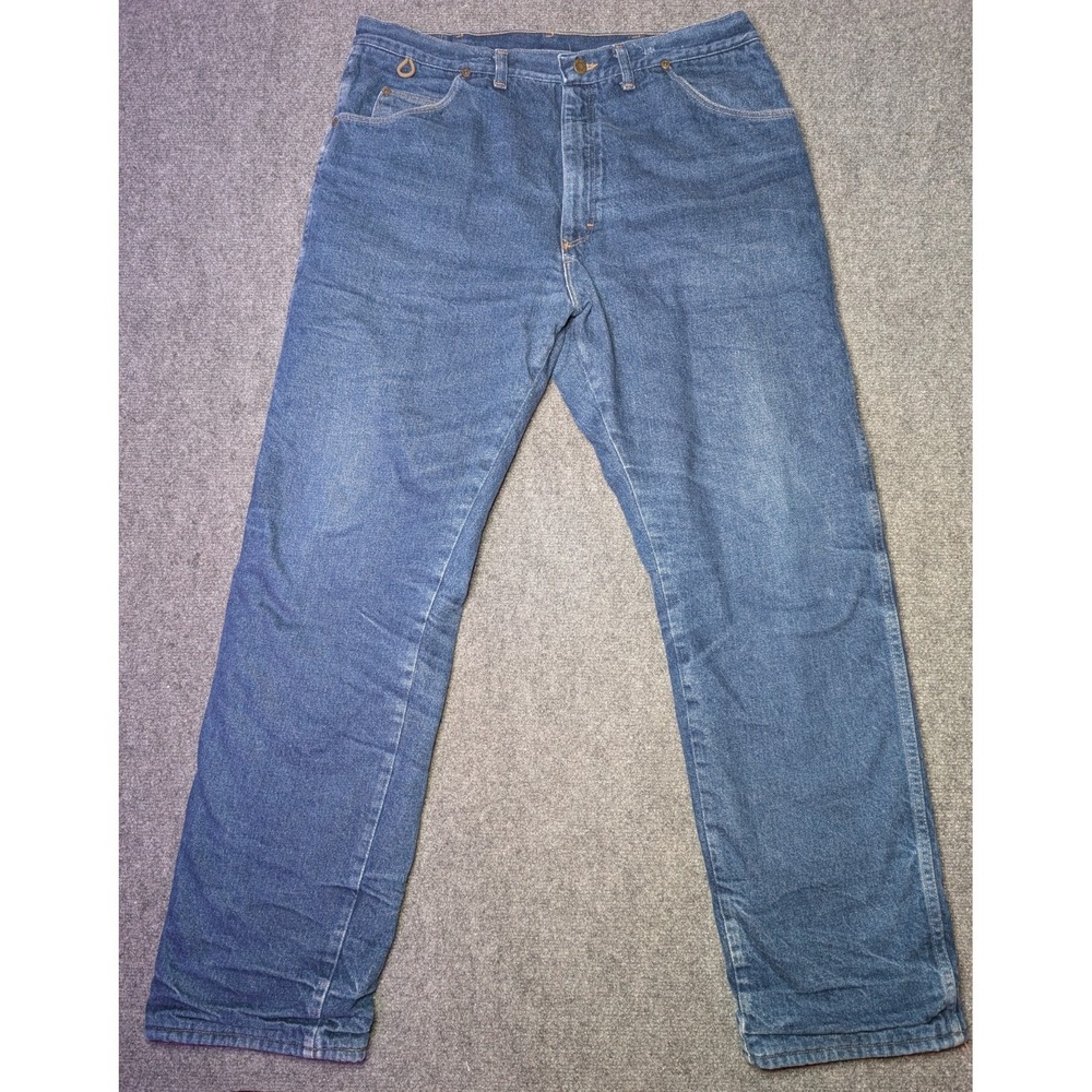 Wrangler Men Size 38x32 Rugged‎ Wear Red Fleece Flannel Lined Heavy Warm Jeans